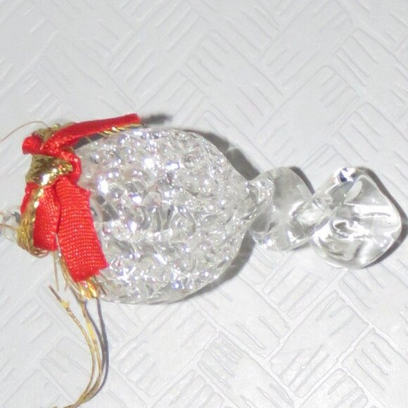 Vtg Clear Spun Glass Crystal Oval Pinecone Shape Hanging XMAS Ornament - Picture 3 of 10